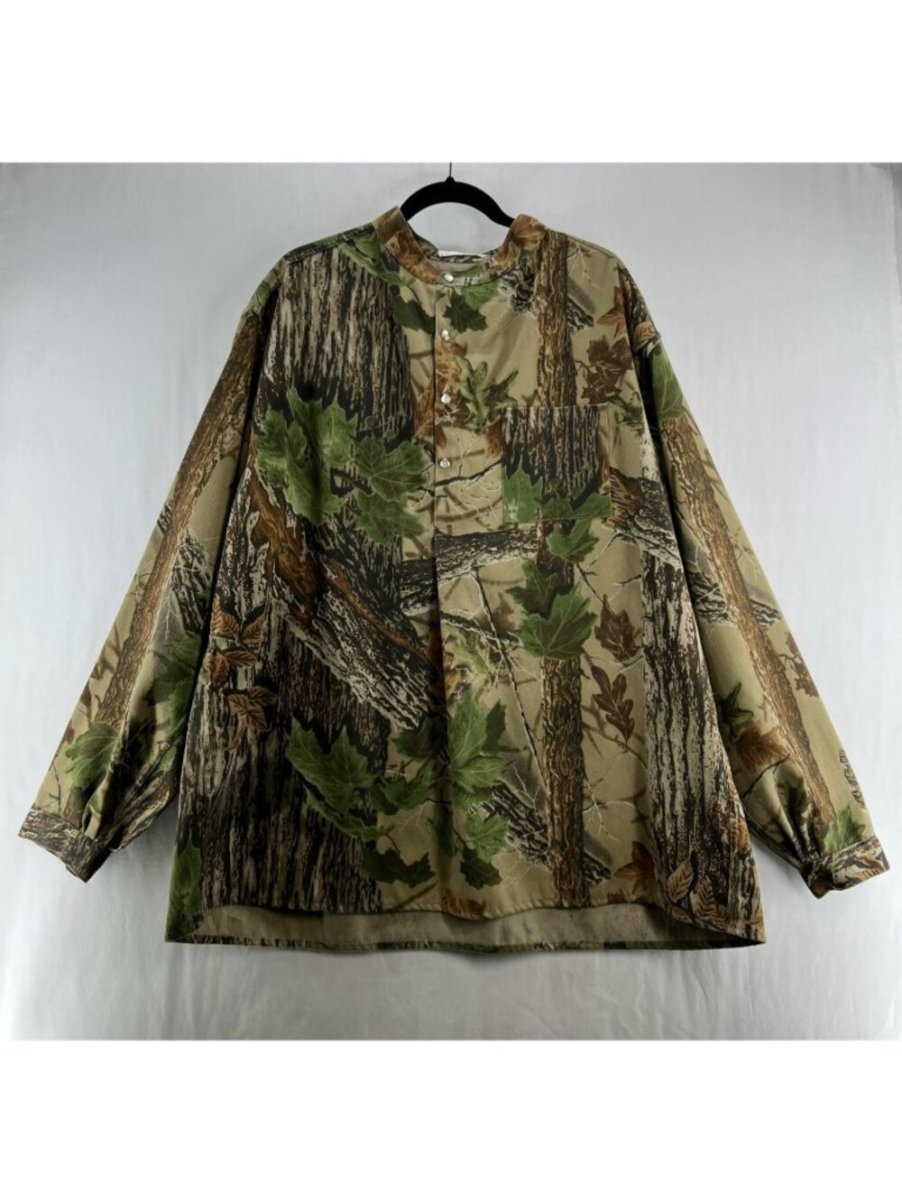 Realtree Camo Pullover Vintage Shirt Men XL Pearl Snap Hunting Long Sleeve Green